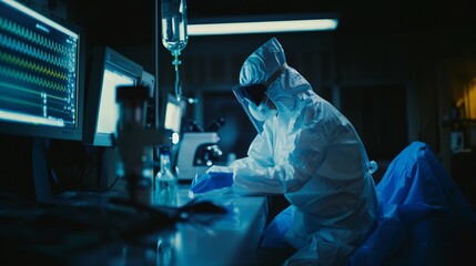 A scientist working in a lab. - obrazy, fototapety, plakaty