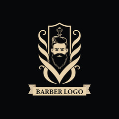 Vector unique Barber company logo design