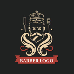 Vector unique Barber company logo design