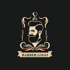 Vector unique Barber company logo design