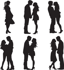 Lovely Couples Set silhouette on white background