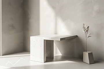 A minimalist side table with clean lines and a monochromatic colour scheme, embodying the essence of modern simplicity. -
