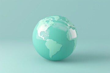 A 3D earth globe icon with a smooth finish on a pastel blue background