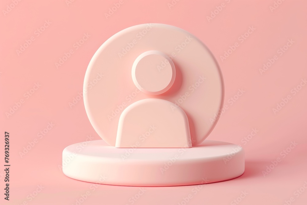 Wall mural A 3D user profile icon, on a pastel powder pink background