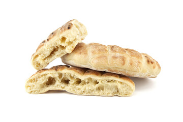 Toasted pita bread isolated on a white background