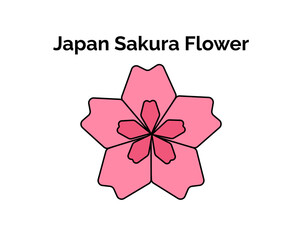 Iconic Japanese symbol and mascot in cartoon style. Japanese Sakura flower.