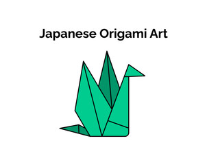 Iconic Japanese symbol and mascot in cartoon style. Japanese origami art illustration.