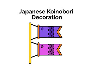 Iconic Japanese symbol and mascot in cartoon style. Japanese Koinobori decoration illustration.
