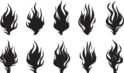 Set of Classic silhouette flame