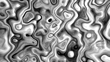 Abstract fluid black and white liquid water surface flow background. abstract glowing liquid background. psychedelic 