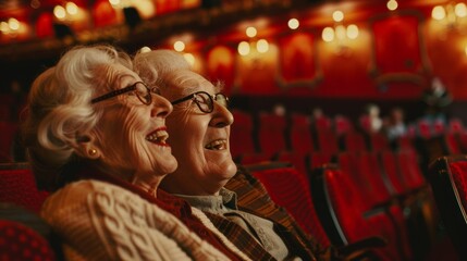 Obraz premium Senior women enjoying theater, arts and shared experience.