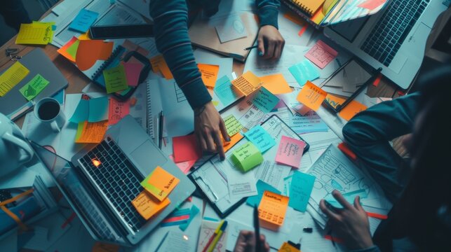 Creative brainstorming session, collaboration and teamwork.