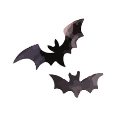 水彩で描いたハロウィンのコウモリのイラスト