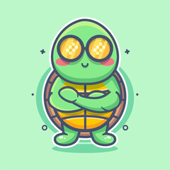 cool turtle animal character mascot with crossed arms isolated cartoon in flat style design