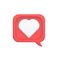 a heart shaped button with a speech bubble