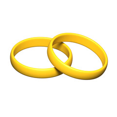two yellow wedding rings sitting next to each other