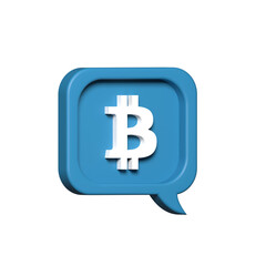 a bitcoin icon in a speech bubble