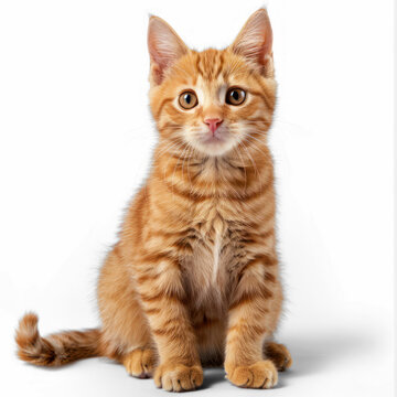Cute ginger cat on transparency background PNG
