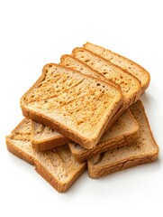 A stack of toasted bread with a light brown color