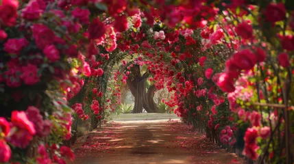 Foto op Plexiglas Mesmerizing tunnel created with vibrant roses © Veniamin Kraskov