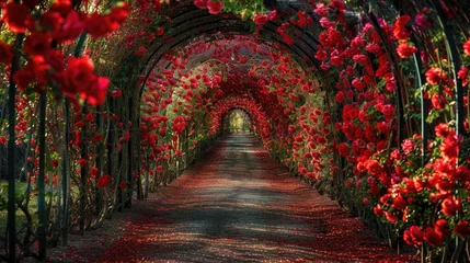 Foto auf Glas Mesmerizing tunnel created with vibrant roses © Veniamin Kraskov