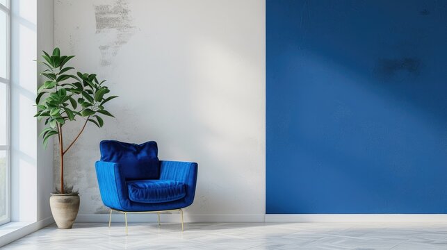 cotton Cobalt blue photo backdrop in edgy white room 
