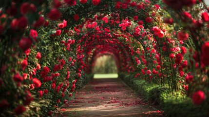 Mesmerizing tunnel created with vibrant roses