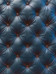 A close up of a blue leather surface with a pattern of diamonds