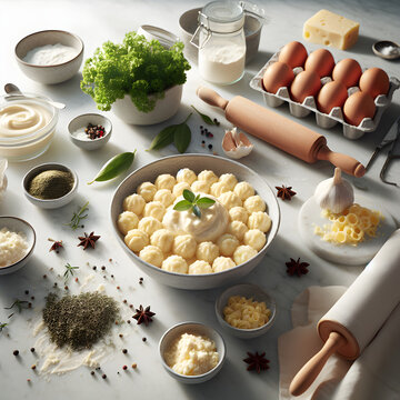 Strukli Preparation on Marble Kitchen Counter