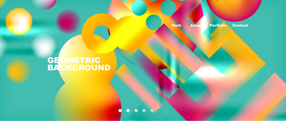 Various colorful geometric shapes abstract web template with gradients and light blur effects. Vector Illustration For Wallpaper, Banner, Background, Card, Book Illustration, landing page