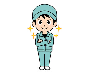 自信満々な作業員の男性