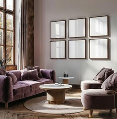 Mockup Frame Set in a Home Interior Background. Presented in 3D Render. Made with Generative AI Technology