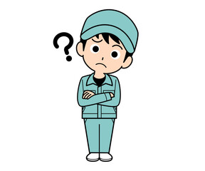 疑問に思う作業員の男性