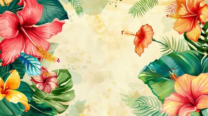 A tropicalinspired certificate layout with vibrant colors and exotic floral patterns perfect for recognition in the travel or hospitality industry.