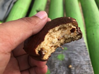 close up of chocolate marsmello