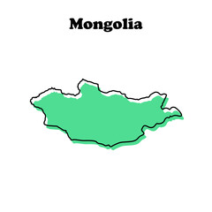 Stylized simple red outline map of Mongolia
