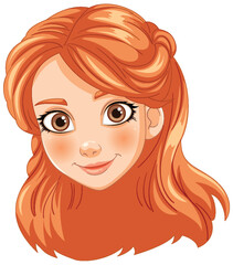 Illustration of a cheerful young girl with red hair
