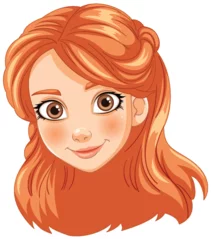Wandaufkleber Illustration of a cheerful young girl with red hair © GraphicsRF