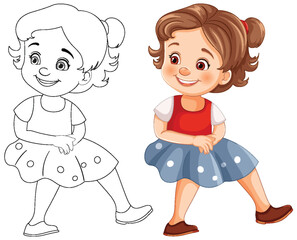 Vector illustration of a happy young girl