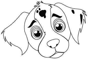 Black and white vector of a cute puppy