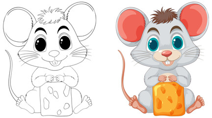 Two cute mice illustrations, one holding cheese.