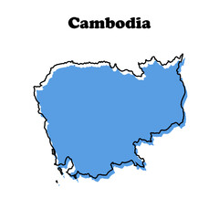 Stylized simple red outline map of Cambodia