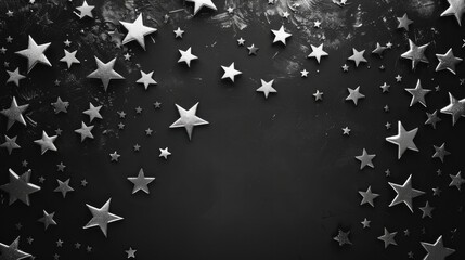 Stars on isolated black background. Generative AI - obrazy, fototapety, plakaty