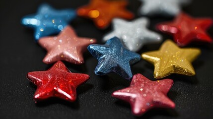 Stars on isolated black background. Generative AI