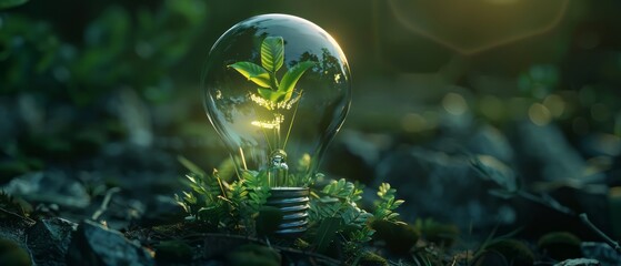 innovation for sustainable blooming plant inside light bulb eco-friendly green technology