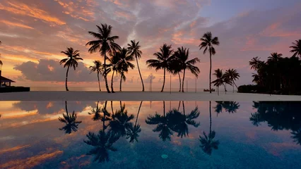 Gordijnen Sunset in Maldives © Aniya