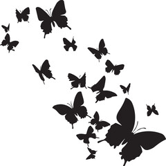 Silhouette of flying Butterfly set on white background