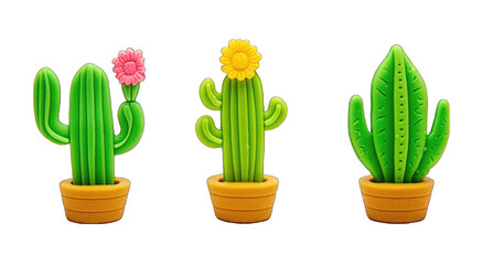 3d three set of Cactus Napkin Charm on white background