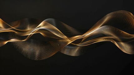 Wide gold line on isolated black background Generative AI