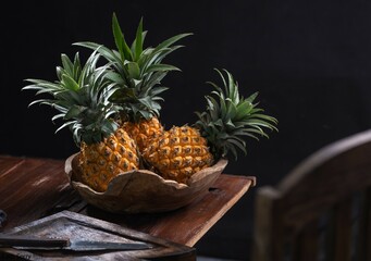 pineapple on darkmood photography